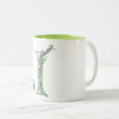 水彩色ラベンダーユーカリプトゥスモノグラム文字I ツートーンマグカップ (正面右)