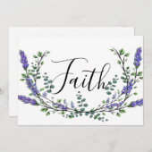 水彩色ラベンダーユーカリ書道信仰 招待状 (正面/裏面)