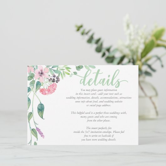 水彩色ラベンダー牡丹結婚の詳細カード エンクロージャーカード (スタンド正面)