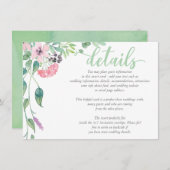 水彩色ラベンダー牡丹結婚の詳細カード エンクロージャーカード (正面/裏面)