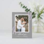 水彩色ラベンダー結婚の花の感謝してい写真 ポストカード (スタンド正面)