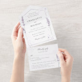 水彩色ラベンダーrsvp付結婚き オールインワン招待状 (貼ってはがせる)