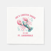 水彩色ロブスターイラストレーションカスタム文字 スタンダードカクテルナプキン (正面)
