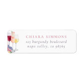 水彩色ワイングラスモダン差出人住所 ラベル (正面)