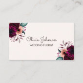 水彩色ヴィンテージボホパープルフラワー 名刺 (正面)