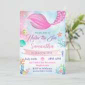 水彩色人魚 １歳 ２歳 ３歳 ４歳 ５歳 誕生日 招待状 (スタンド正面)