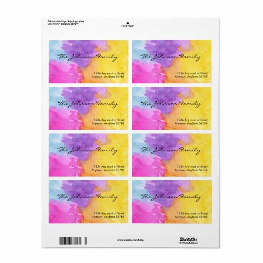 水彩色住所 シール (フルシート)