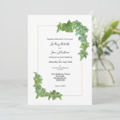 水彩色常春藤装饰婚礼请柬 招待状 (スタンド正面)