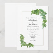 水彩色常春藤装饰婚礼请柬 招待状 (正面/裏面)