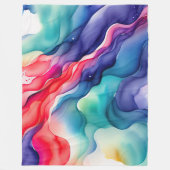 水彩色彩の鮮やかオーガニック抽象デザイン フリースブランケット (正面)