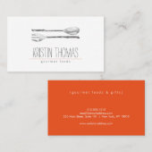 水彩色彩の鮮やかスプーン及びフォークケータリング 名刺 (正面/裏面)