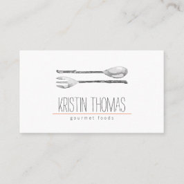 水彩色彩の鮮やかスプーン及びフォークケータリング 名刺