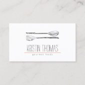 水彩色彩の鮮やかスプーン及びフォークケータリング 名刺 (正面)