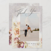 水彩色彩の鮮やかフローラ結婚キャンバス サンキューカード (正面/裏面)