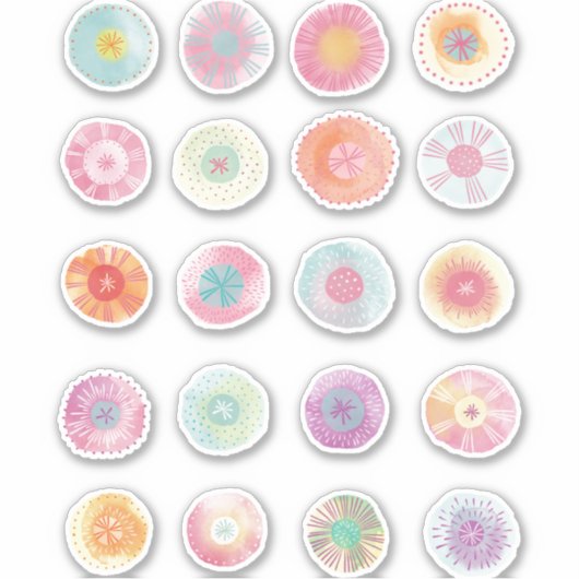 水彩色彩の鮮やか円花抽象芸術 シール (正面)
