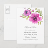 水彩色彩の鮮やか花ロマティック保存日 案内ポストカード (正面/裏面)