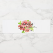 水彩色彩の鮮やか花模様結婚ピンク ペットボトルラベル (シングルラベル)