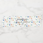 水彩色彩の鮮やか花模様野結婚花 ペットボトルラベル (シングルラベル)