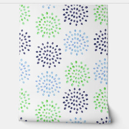 水彩色数々の青緑の花 壁紙