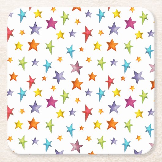 水彩色星装飾用クッション スクエアペーパーコースター (正面)