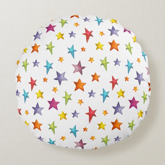 水彩色星装飾用クッション ラウンドクッション (正面)