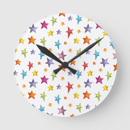 水彩色星装飾用クッション ラウンド壁時計 (正面)
