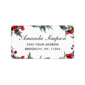 水彩色槲寄生浆果树枝圣诞节回归 ラベル (正面)