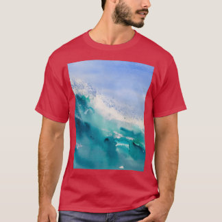 水彩色海波絵画のグラフィック Tシャツ