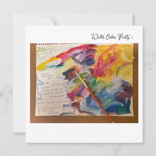 水彩色混合ポストカード 招待状 (正面)