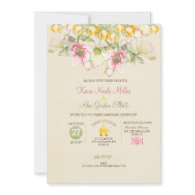 水彩色結婚すべて1つのピンクの緑の黄色