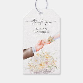 水彩色結婚フローラカップル環 ギフトタグ