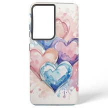 水彩色絵を描ハートの電話ケース