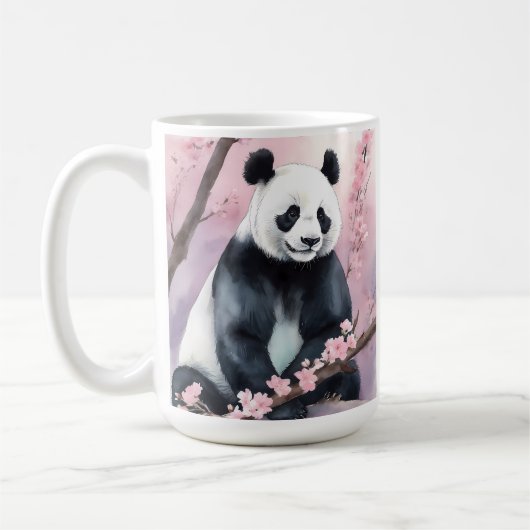 水彩色絵を描パンダ熊 コーヒーマグカップ (左)