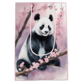 水彩色絵を描パンダ熊 ミディアムペーパーバッグ (裏面)