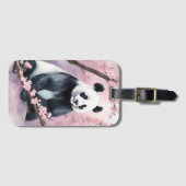水彩色絵を描パンダ熊 ラゲッジタグ (正面横)