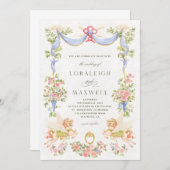 水彩色絵を描結婚式招待状カード 招待状 (正面/裏面)