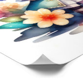 水彩色絵画かわいいチビ(小さくかわいく書いた感じ)2 Female II ポスター (角)