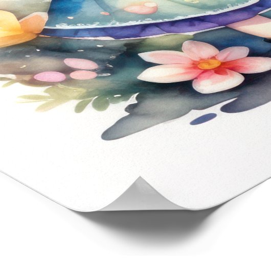 水彩色絵画かわいいチビ（小さくかわいく書いた感じ）2 Female III ポスター (角)