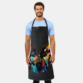 水彩色絵画の数々のムース エプロン (着用した状態)