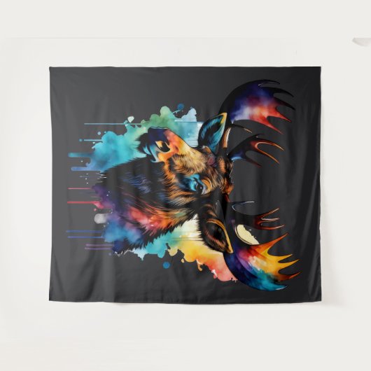 水彩色絵画の数々のムース タペストリー (正面(横))