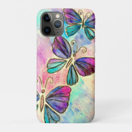 水彩色絵画の – 可愛いカラフル蝶 iPhone 11 PROケース