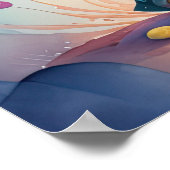 水彩色絵画チビ(小さくかわいく書いた感じ)エイリアン ポスター (角)