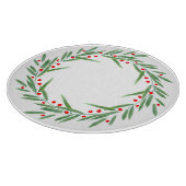 水彩色葉のリースと果実 カッティングボード (角)