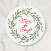 水彩色葉のリースと果実 フェイバータグ (正面)