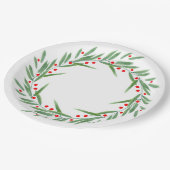 水彩色葉のリースと果実 ペーパープレート (アングル)