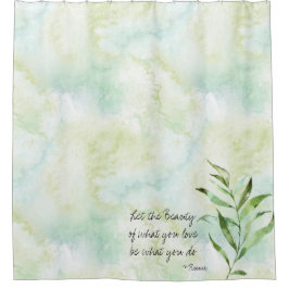 水彩色葉の留見引用文 シャワーカーテン