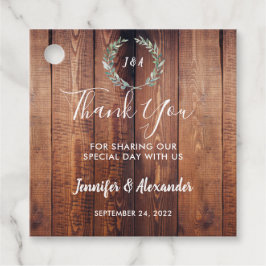 水彩色葉の素朴な木モノグラム感謝していユー フェイバータグ