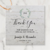 水彩色葉の素朴な木モノグラム感謝していユー フェイバータグ (正面)