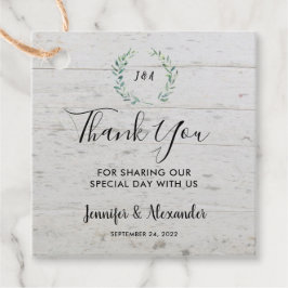 水彩色葉の素朴な木モノグラム感謝していユー フェイバータグ