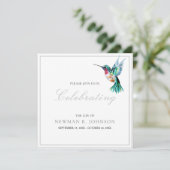 水彩色蜂鳥 生の祝い 招待状 (スタンド正面)